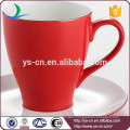 Hot selling red glaze ceramic coffee cup saucer stoneware material